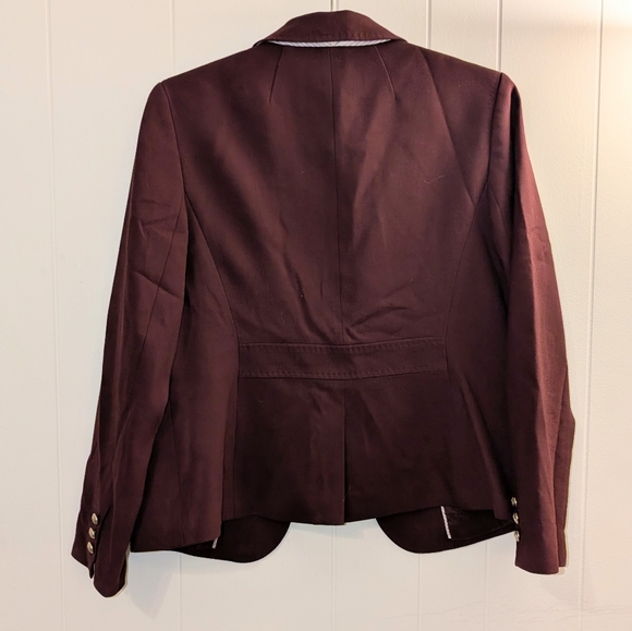 Talbots burgundy tailored blazer with gold crest buttons. - Picture 9 of 9